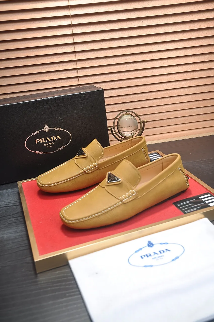 Men's Men's Shoes💰420💶【PRADA】 (High-end Niuli) New 🍀PRADA - Prada Doudou Shoes! Made of imported original cowhide, the inner top layer is comfortable cowhide lining! Original wear-resistant rubber outsole! High quality products! Code number 38-45 (45 customized)